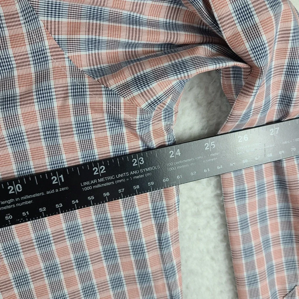 Banana Republic Shirt Mens XL Blue Orange Non‎ Iron Tailored Slim Fit Button Up